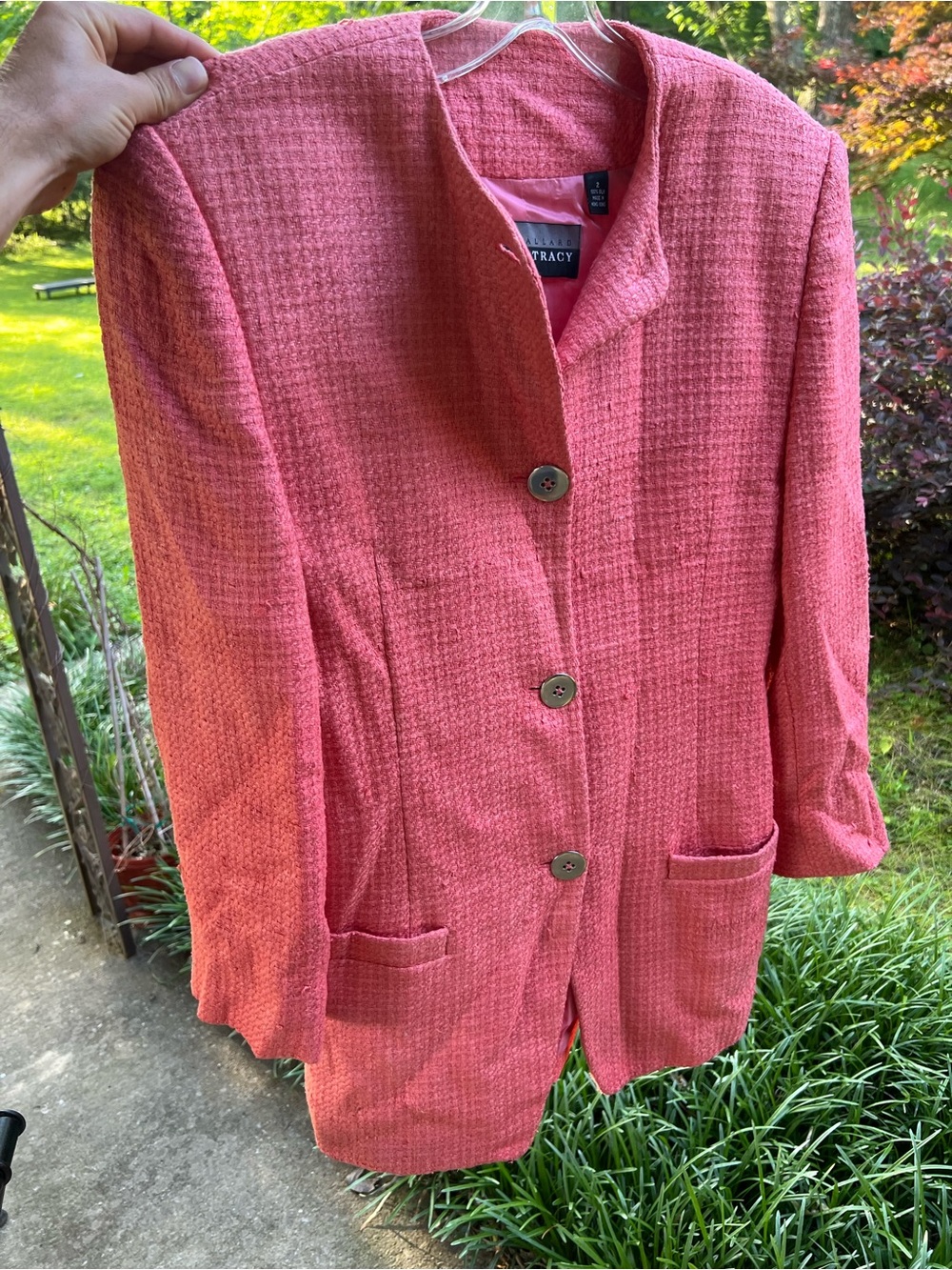 Ellen Tracy Coral Pink Textured Women's Skirt Suit